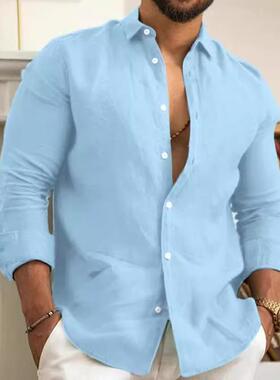 Cotton and linen men's shirt for youth 棉麻男士衬衫青年