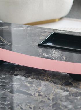 新中式售楼部高脚长条案托盘摆件样板房摆桌面软装饰品金属收纳盘