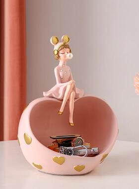 可爱创意泡泡女孩工艺品玄关钥匙收纳摆件桌面客厅酒柜家居装饰品