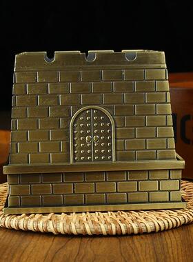 黄铜长城香炉摆件仿古金属工艺品纯铜铜器金属工艺品抖音礼品