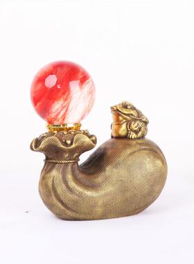 杨铜记铜 福袋金蟾 摆件水晶球金蟾 工艺礼品摆件 福到金蟾