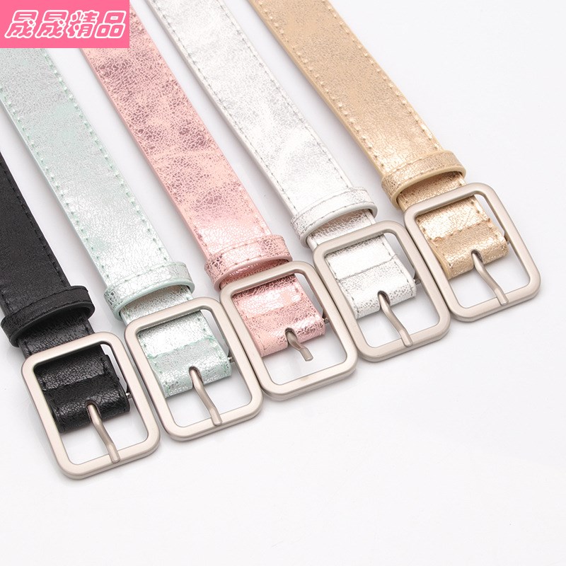 fashion Women's Casual waistband belt pin buckle pants b-图2