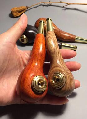 红檀双用木制过滤实木烟斗红木双用旱烟卷烟血檀崖柏木质烟具烟嘴