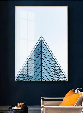 现代简约黑白建筑装饰画客厅几何建筑挂画酒店玄关墙画办公室壁画