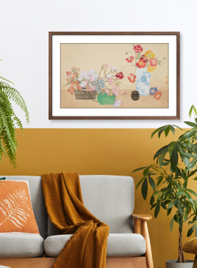 工笔花-涂颜利限量版画装饰画中古新中式客厅餐厅沙发卧室挂画