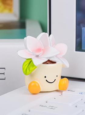 小精灵花盆花盆可爱表情装饰摆件
