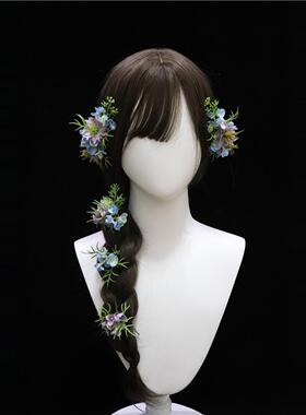 ins古森林系花朵夹发簪复娘头饰JMK新婚礼造型拍照发写真度假发饰