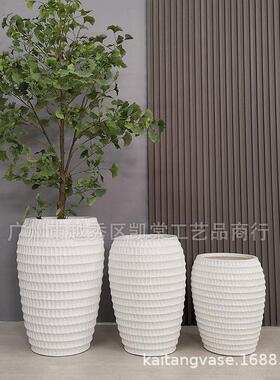 热销玻璃钢落地大花瓶咖啡馆绿植美陈酒店大厅别墅装饰花艺摆件