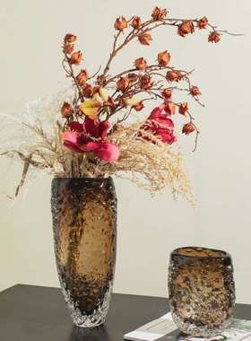 现代轻奢高档琉璃艺术花瓶简约客厅别墅玄关餐桌水养插花装饰摆件