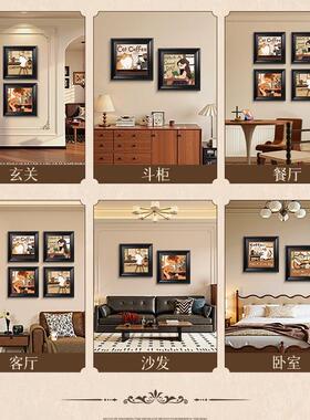 电视墙背景装饰中古风挂画客厅2025新款挂画正方形餐厅温馨壁画