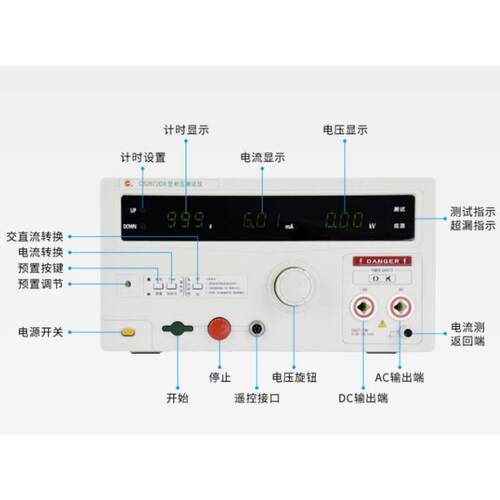 CS2672DX电器漏电流高压机5KV安规测试仪数显直流耐压测试仪 - 图2