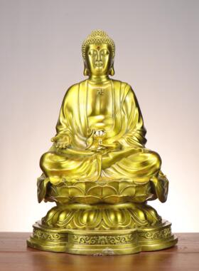 铜三宝佛 阿弥陀佛 释迦摩尼 药师佛 如来佛 家居供奉神像摆件