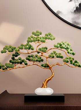 新中式迎客松玄关摆件高级感客厅招财酒柜办公室装饰乔迁开业礼物