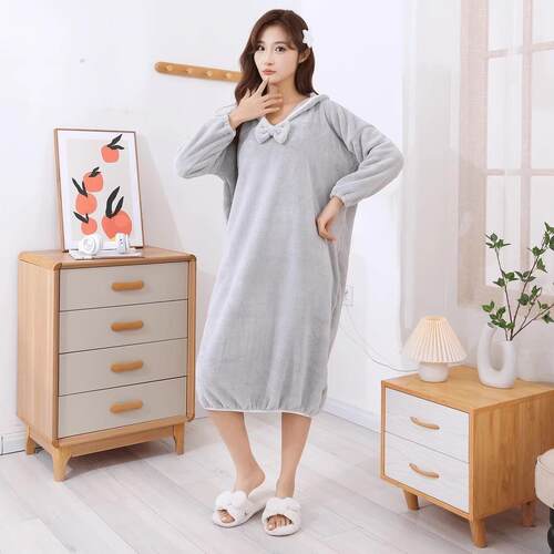 Wearable bathrobe for autumn and winter, women's home-use co - 图1