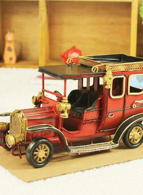 福特老爷车铁皮模型铁艺汽车摆件复古老爷车铁皮车模道具摆设