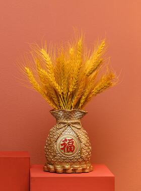 大麦穗新年老虎摆件新年客厅电视柜家居饰品创意招财福袋店铺装饰