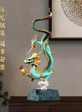 穆司龙凤铜摆件轻奢高档家居工艺品客厅玄关办公室装饰品新居礼品