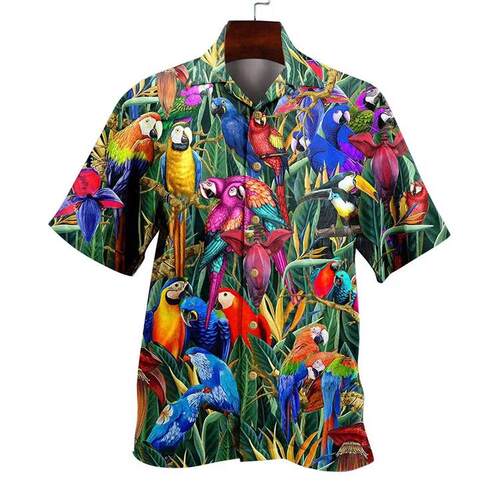 Men's printed short sleeved beach shirts in large - 图2