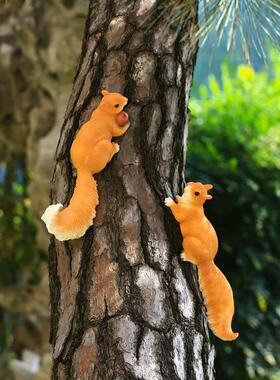 创意花园庭院装饰摆件彷真动物小松鼠户外幼儿园别墅造景树上挂件