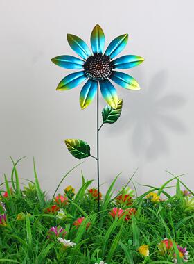 地插花跨境庭院户外铁艺花园桩铁艺装饰工艺品太阳花五金工艺品