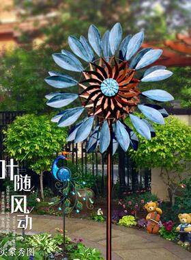 北欧风铁艺风车户外花园装饰摆饰别墅阳台幼儿园创意庭院造景布置