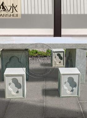 石雕桌子茶台茶桌吸水兽茶盘花岗岩方桌办公石桌石凳