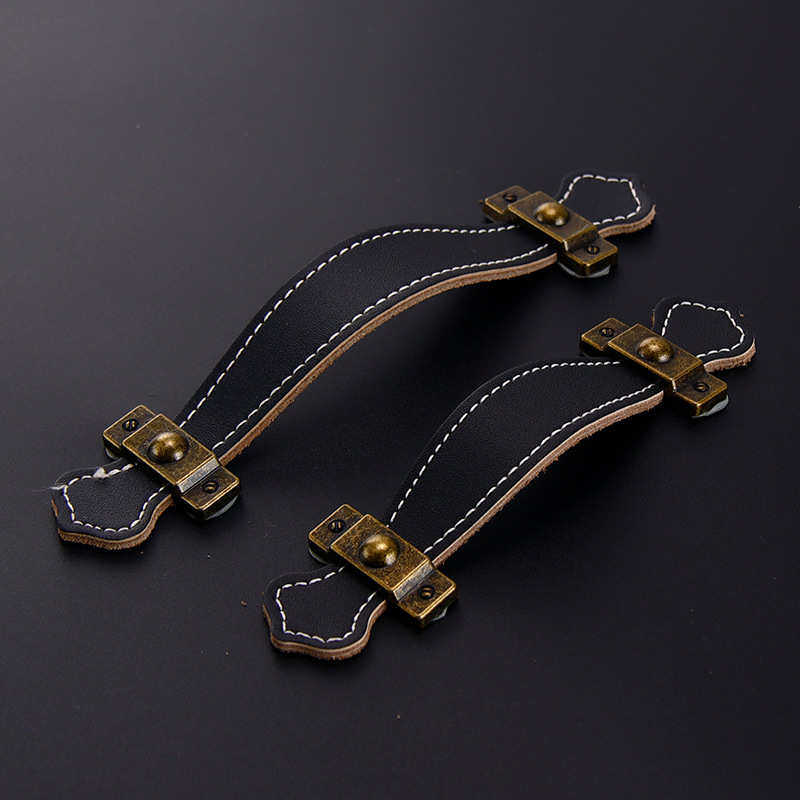 现代简约牛皮拉手箱包真皮小拉手 欧式棕色黑色橱衣柜门抽屉皮革,淘宝优惠券,粉丝福利购,淘宝优惠卷