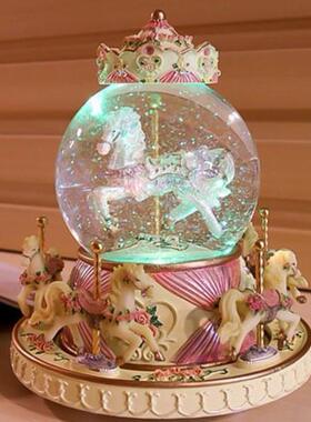 跨城境马逊旋转木马水晶四马水晶球树发光生亚日礼物脂天空之音乐