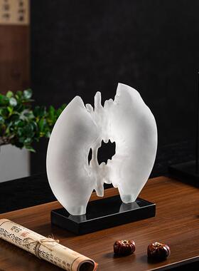 艺贝子新中式透明艺术太湖石假山摆件雕塑茶楼书房博古架软装饰品