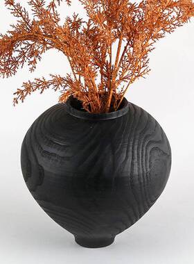 中侘寂仿化木纹花瓶摆碳件IWO复古仿板真古花艺盆景插花花器样间