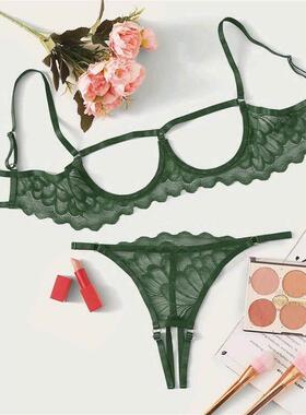 Open Cups Bra Set Lace Sexy Erotic Lingerie Women Underwear