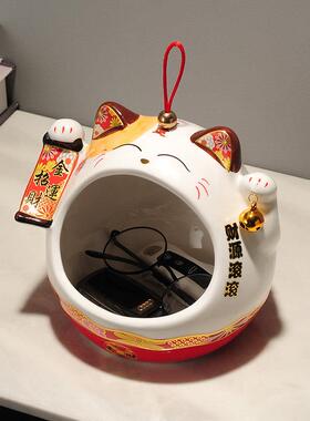 招财猫入户玄关钥匙收纳摆件进门鞋柜创意乔迁礼品店铺前台装饰品