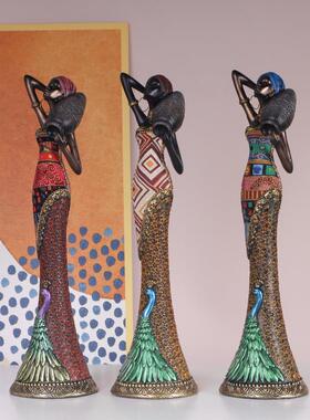 非洲部落异域风情摆件客厅玄关酒柜创意家居装饰黑人女人复古摆件