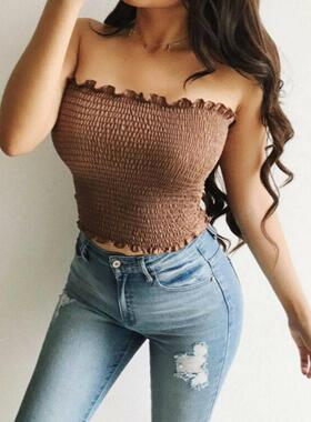 Women Sheering Boob Tube Tank Tops Lady Girls Strapless Band