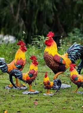 户外动物雕塑花园草坪大公鸡造景装饰仿真公鸡摆件生肖鸡模型母鸡