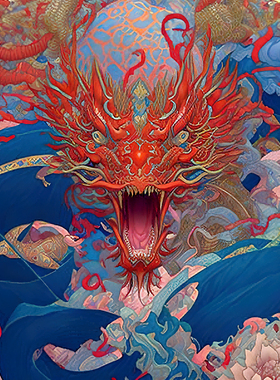 竹子小小【国潮十二生肖-龙】限量签章版画  潮流客厅装饰带装裱