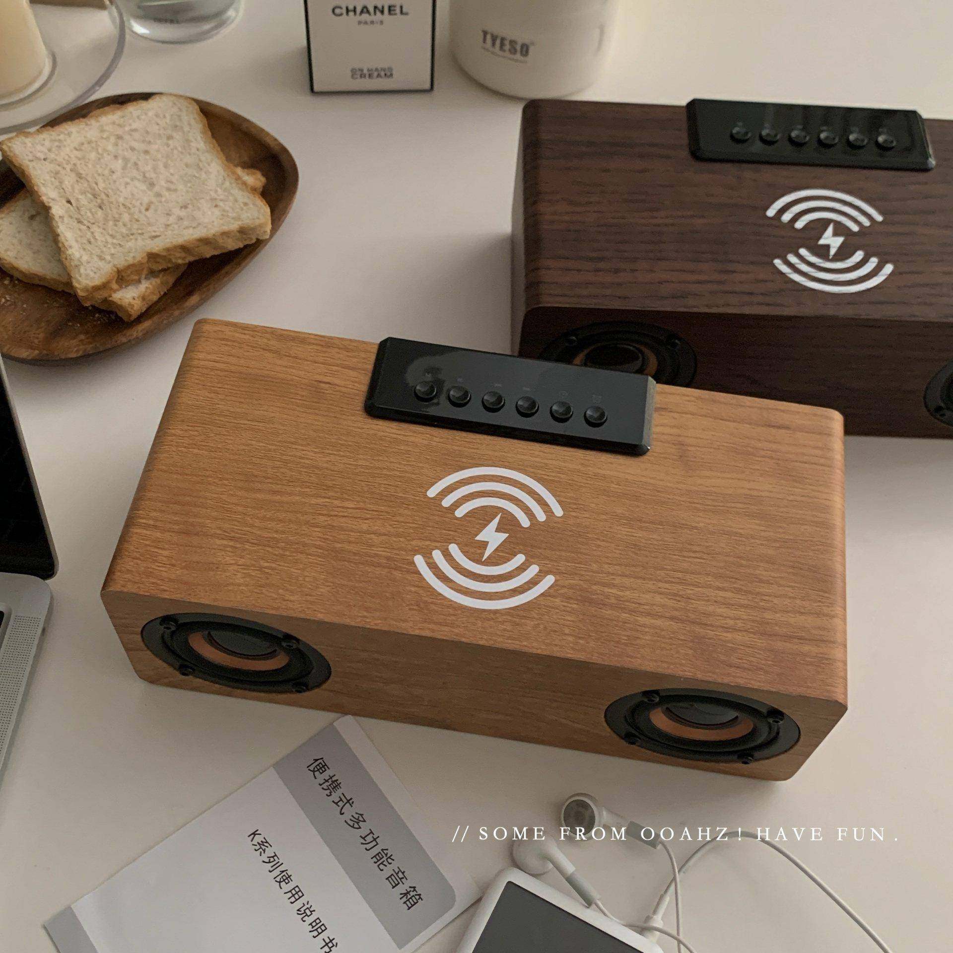 配置太顶！覆古木质蓝牙音箱FM收音机K1闹钟手机无线 线快充插卡,淘宝优惠券,粉丝福利购,淘宝优惠卷