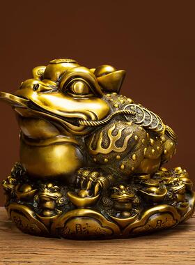 38黄铜纳九金子蟾礼摆件八方财金蟾客厅办公室开业品铜器