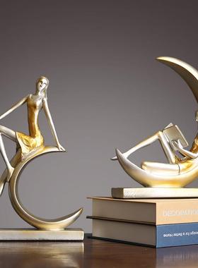 正品意艺术书摆视件北欧简约读女郎桌面装饰品创电酒柜书房办公室