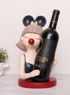 如果 创意客厅酒柜装饰泡泡女孩树脂酒架玄关桌面酒托工艺品摆件