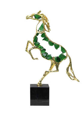 镂空书柜电视柜办公室奢轻骏马摆件摆设酒柜创意现代玄关装饰客厅