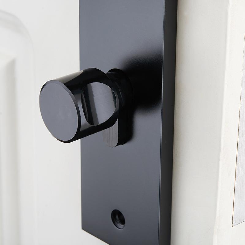 黑色实心太空铝门锁欧约式芯简卧室室内A303-T24房防盗锁执手锁木 - 图2