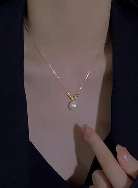 小众精致项链配礼服高级感精致单颗珍珠项链女小众夏季气质时尚简