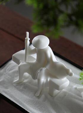 高档汉鸿 创意客厅摆摆件瓷人物新中式书家居办公房室桌面陶装饰