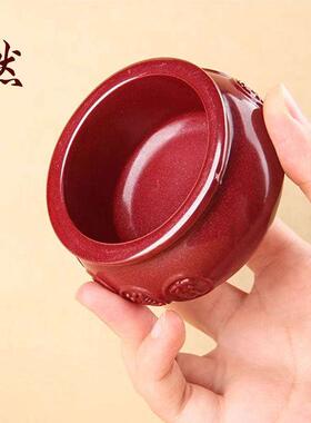 天然高含量朱砂光面聚宝盆紫金砂招财开 业礼物家居办公室摆件装