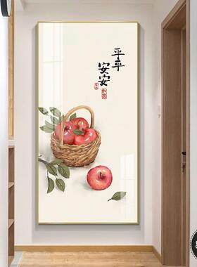 新中式玄关装饰画暖居走廊过道装饰壁画现代简约茶室挂画竖版墙画