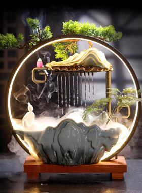 新中式流水假山创意客厅办公喷泉礼品吸引财富禅开礼品摆件