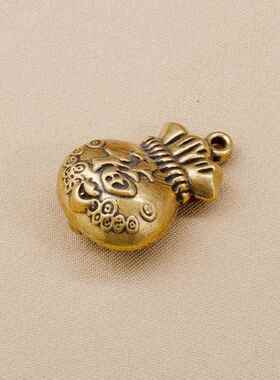 黄铜福字钱袋手工全铜钱袋葫芦金钱袋钥匙扣聚财挂件饰品礼品吊坠