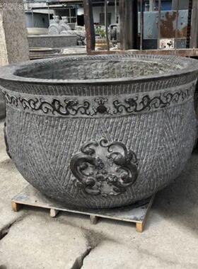 石雕鱼缸花盆青石彷古门海大缸庭院养鱼石头缸荷花缸聚宝盆流水