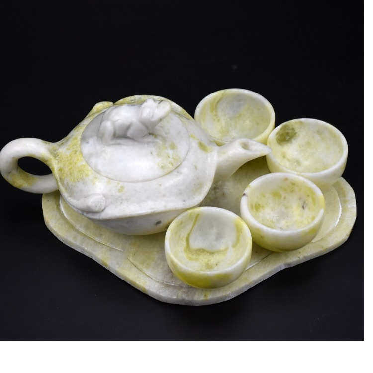 蓝田玉茶具酒具茶壶套装装饰品 客厅酒柜家居玉石摆件,淘宝优惠券,粉丝福利购,淘宝优惠卷